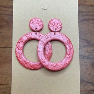 Metallic Pink Polymer Clay Drop Earrings